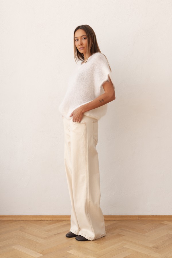 F32503 Wide-Leg Jeans Cream