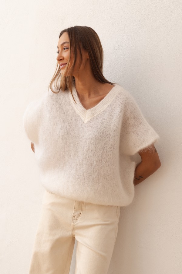 F32503 Spodnie Jeansowe Wide Leg Cream