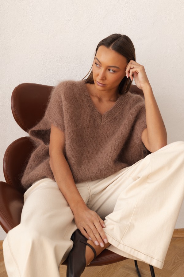 Otto Sweter Z Kid Moheru Brązowy