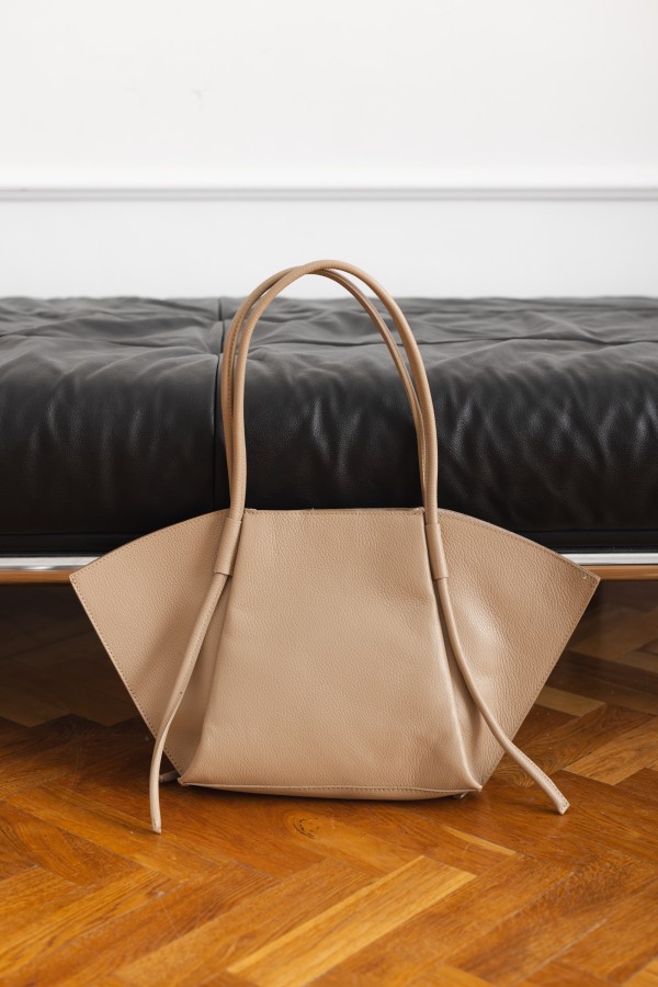 Skórzana Torebka Shopper Beż