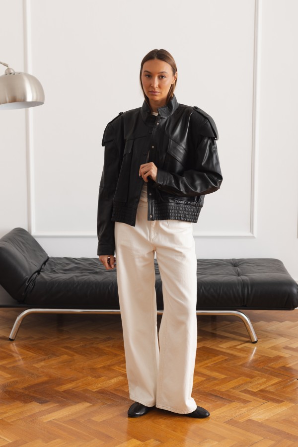 Vera Kurtka Skórzana Czarna