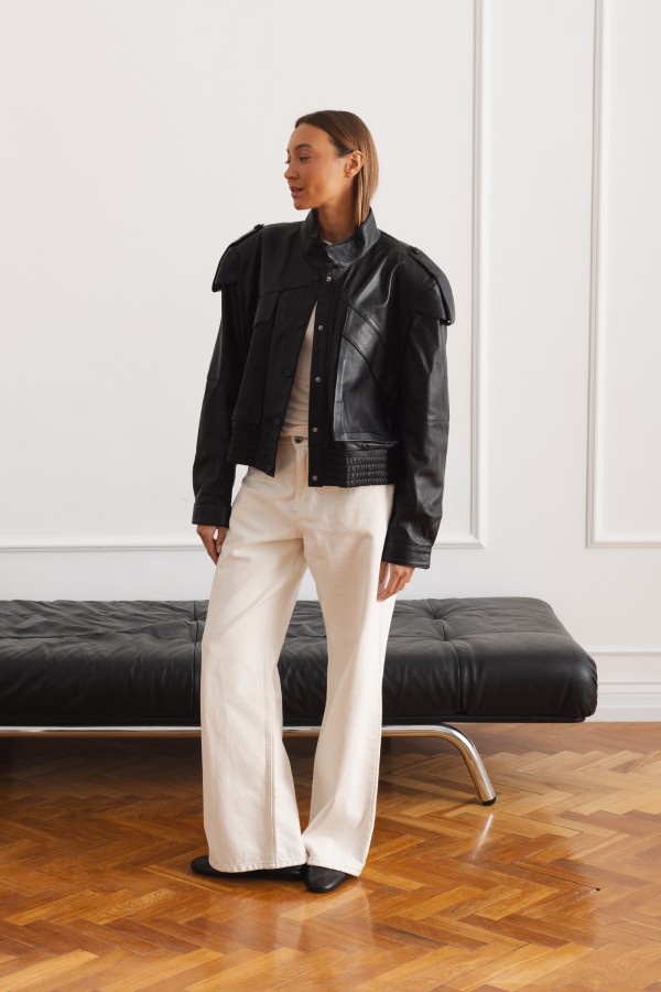 Vera Kurtka Skórzana Czarna