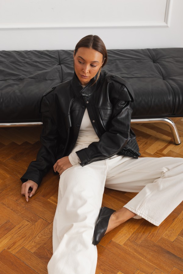 Vera Kurtka Skórzana Czarna