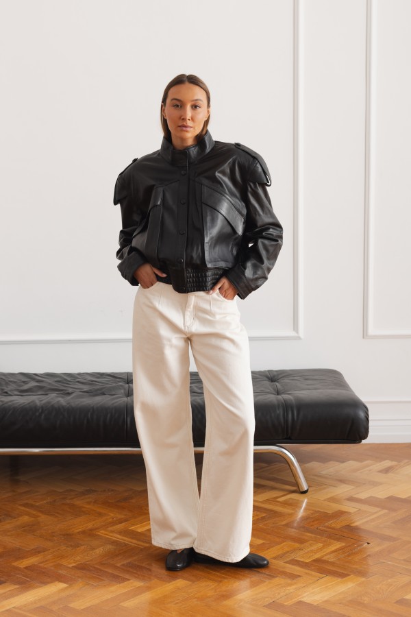 Vera Kurtka Skórzana Czarna