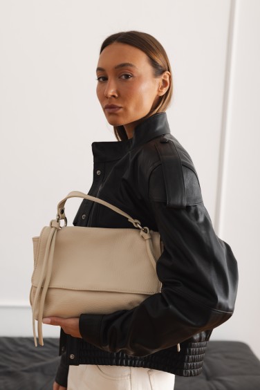 Cream Leather Handbag with...