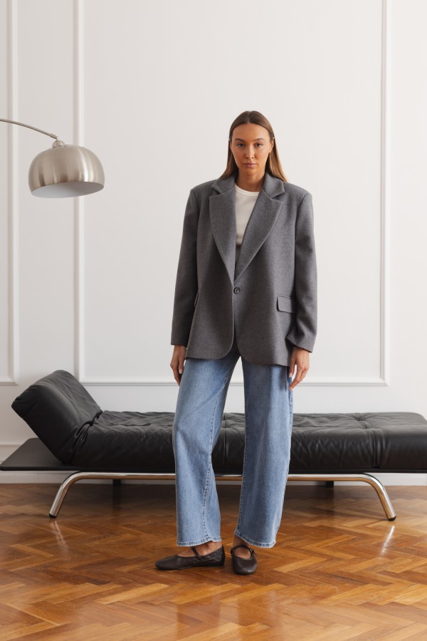 Mara Oversize Wool Jacket Gray