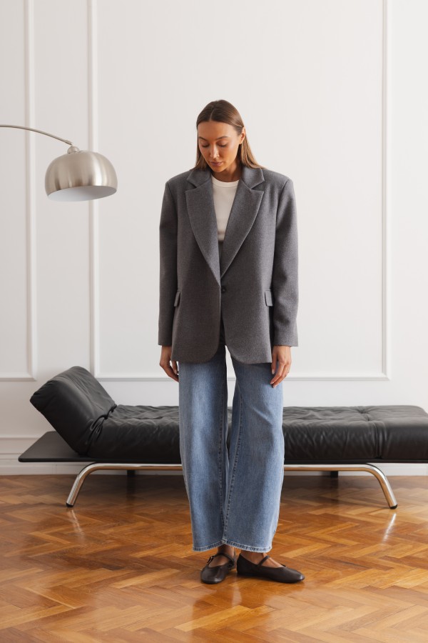 Mara Oversize Wool Jacket Gray