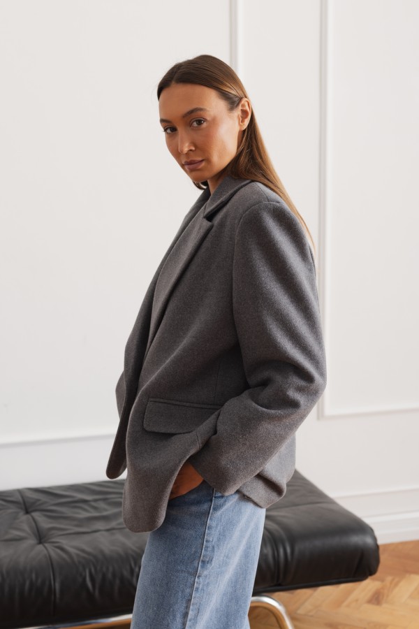 Mara Marynarka Wełniana Oversize Gray