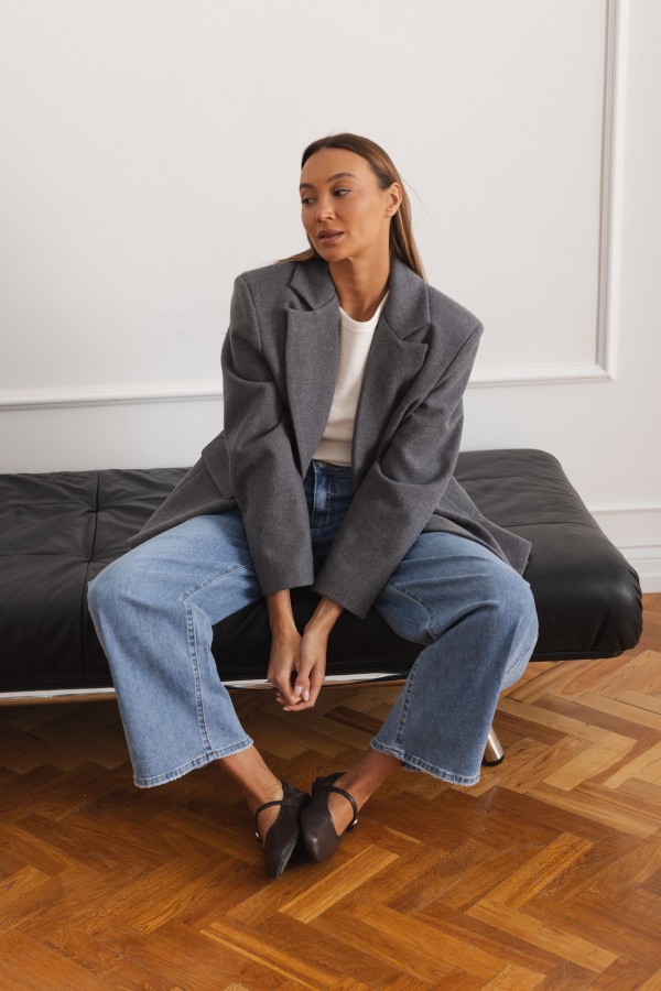 Mara Oversize Wool Jacket Gray