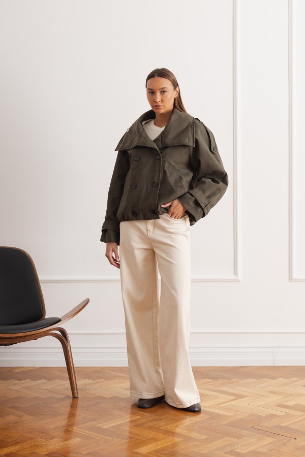 L9586 High-Collar Jacket Khaki