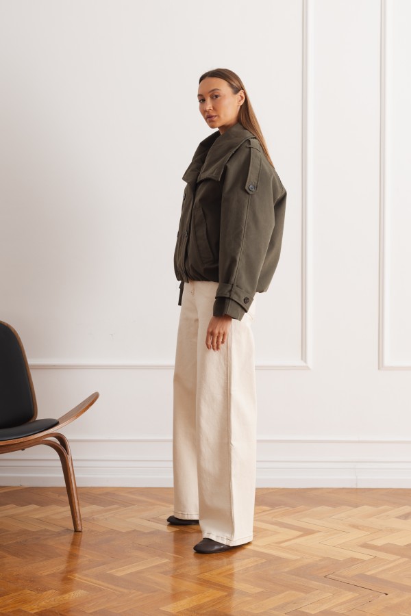 L9586 High-Collar Jacket Khaki