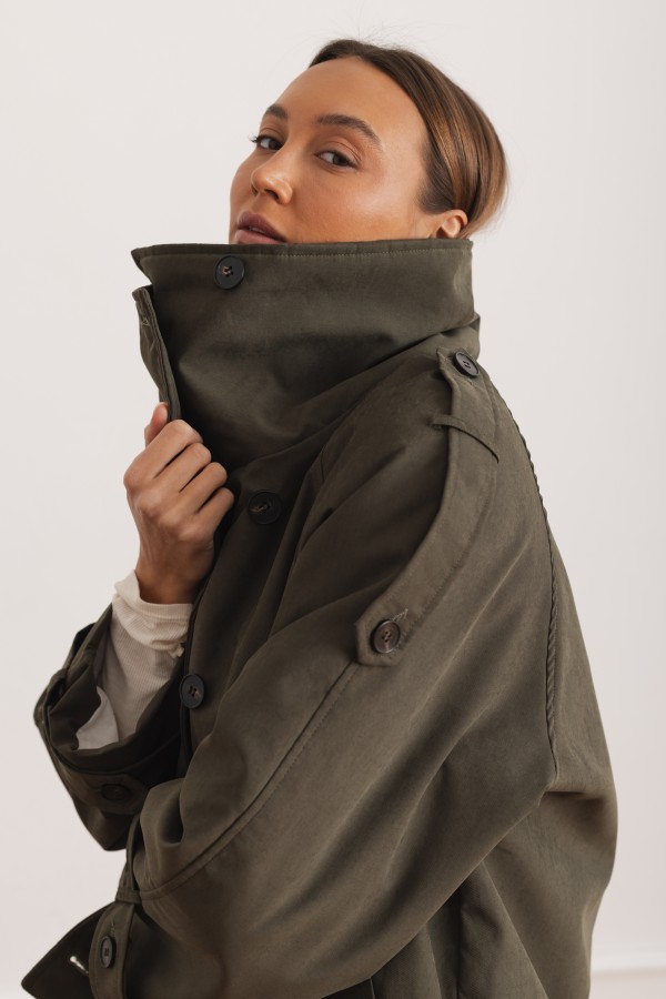 L9586 High-Collar Jacket Khaki