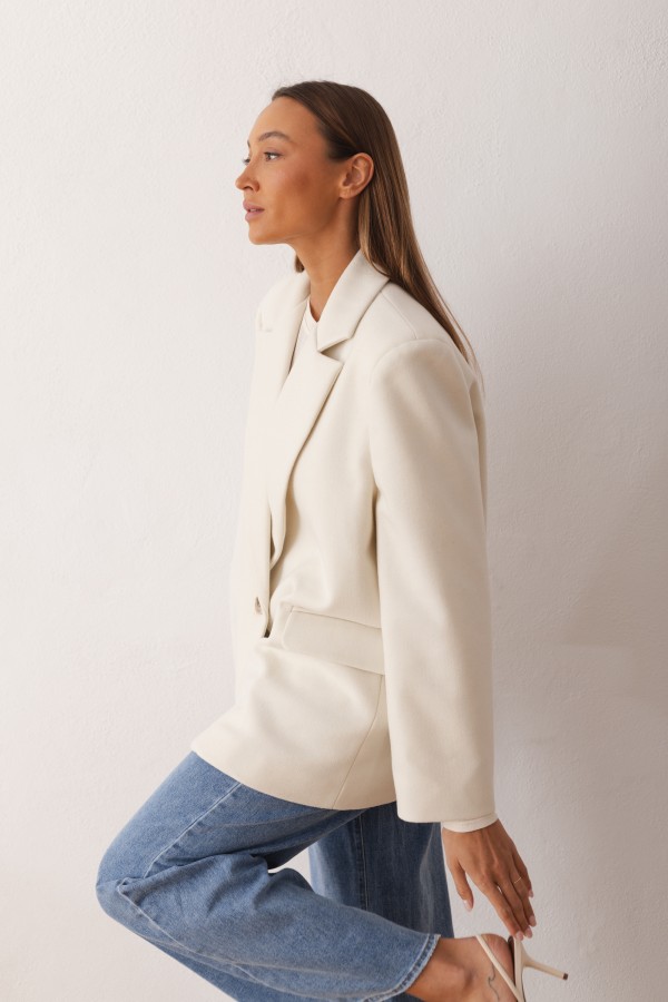 Mara Marynarka Wełniana Oversize Ecru