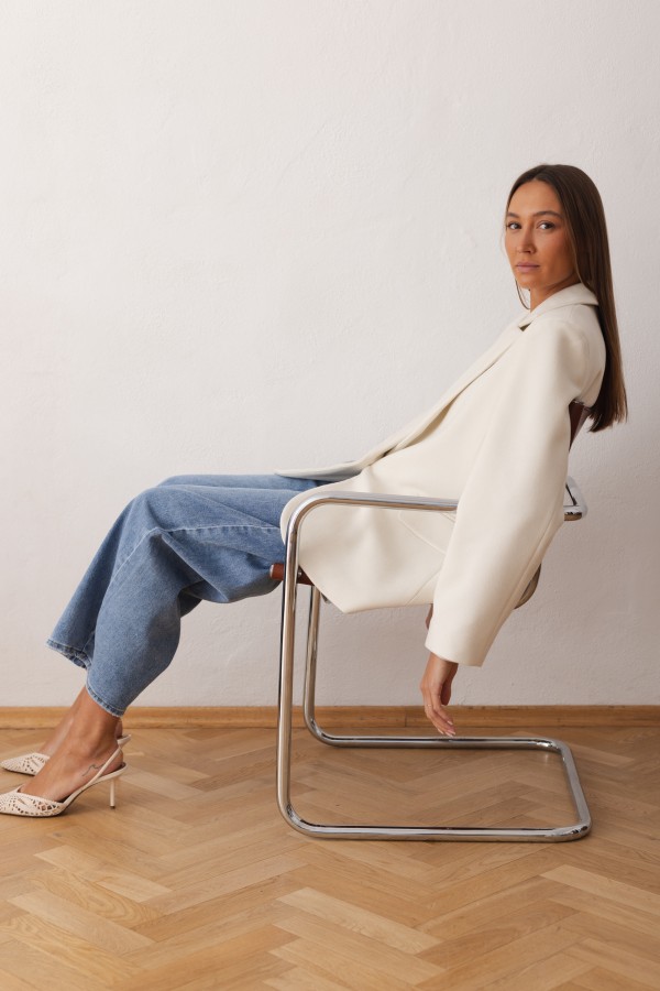 Mara Marynarka Wełniana Oversize Ecru