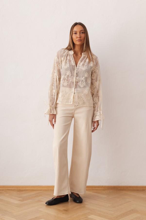 Alizee Koszula Z Haftem Cream