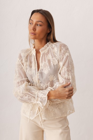 Alizee Embroidered Shirt Cream