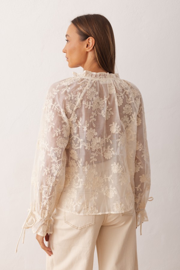 Alizee Koszula Z Haftem Cream