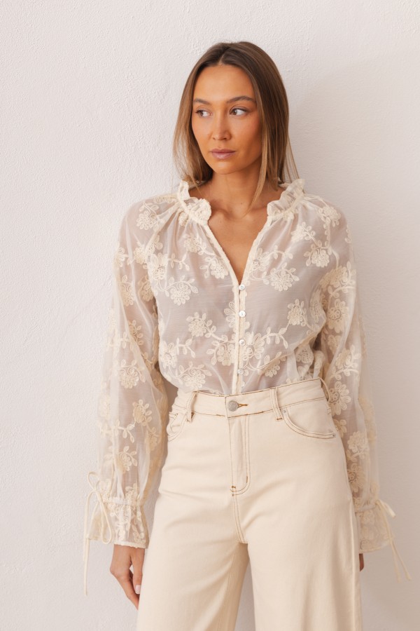Alizee Koszula Z Haftem Cream