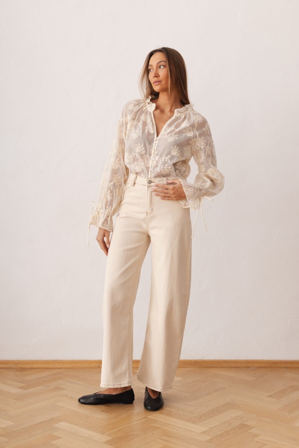 KT835 Spodnie Jeansowe Balloon Cream