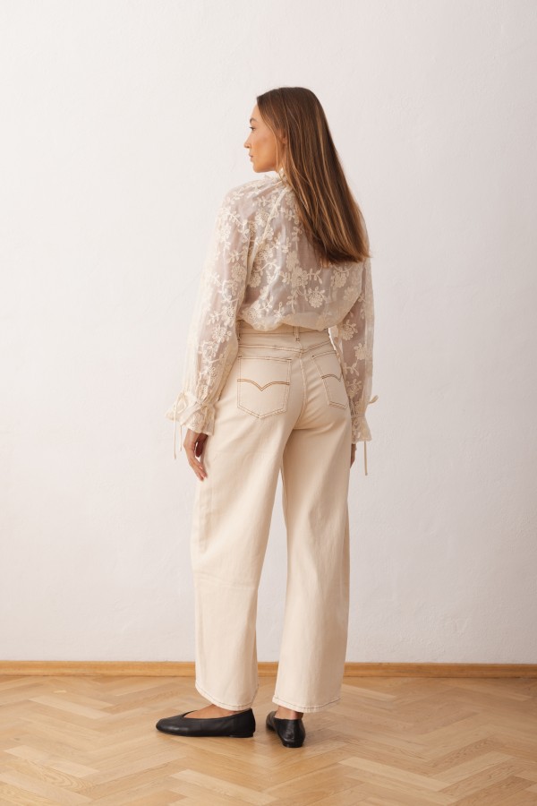 KT835 Spodnie Jeansowe Balloon Cream