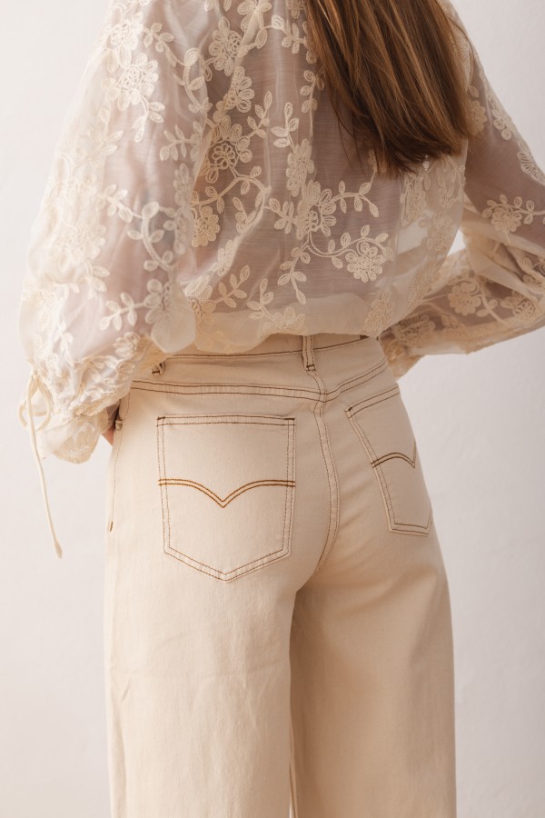 KT835 Spodnie Jeansowe Balloon Cream