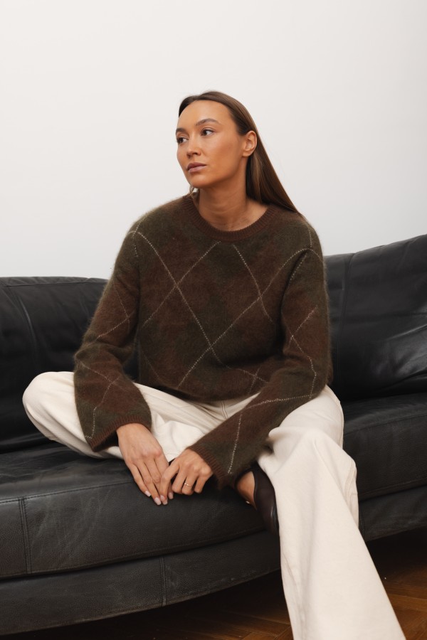 Santino Sweter Z Wełny Dziewiczej Brąz