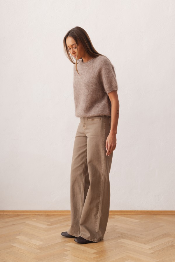 Antonio Sweter Super Kid Moher Taupe