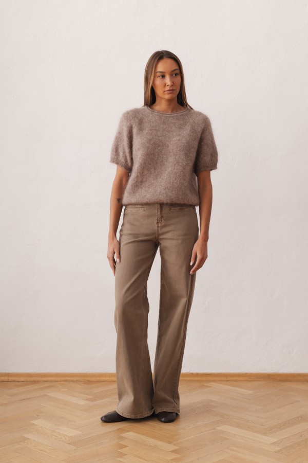 Antonio Sweter Super Kid Moher Taupe