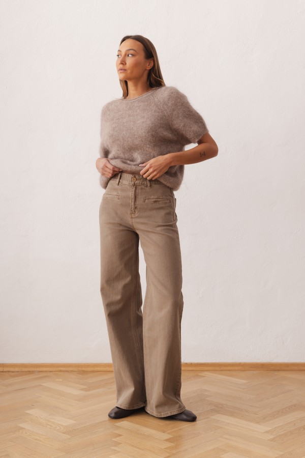 Antonio Sweter Super Kid Moher Taupe