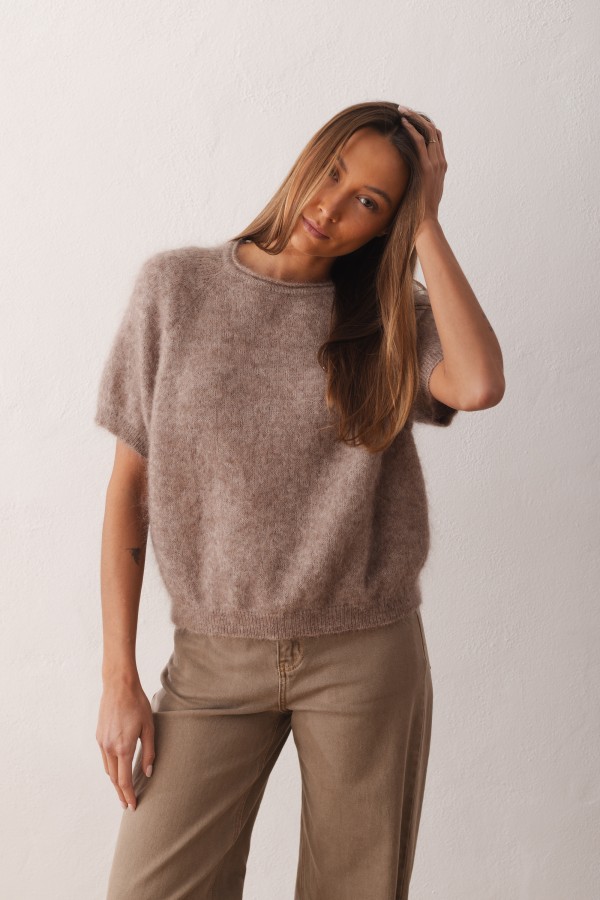 Antonio Sweter Super Kid Moher Taupe