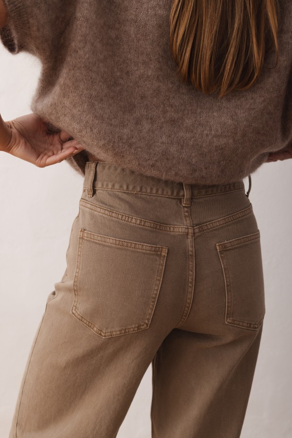 H5068 Wide-Leg Jeans Taupe