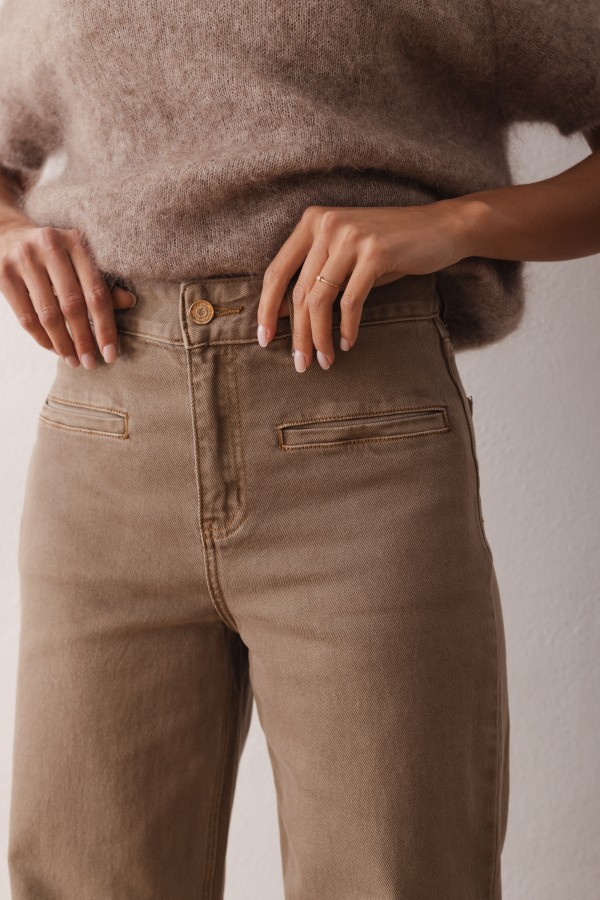 H5068 Wide-Leg Jeans Taupe