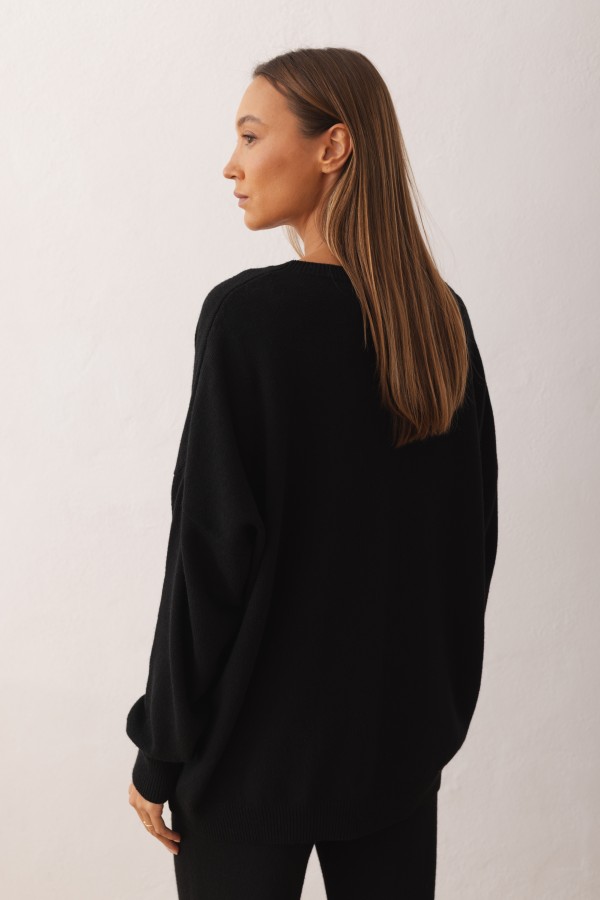 Maxim Wide Leg Knitted Trousers Black