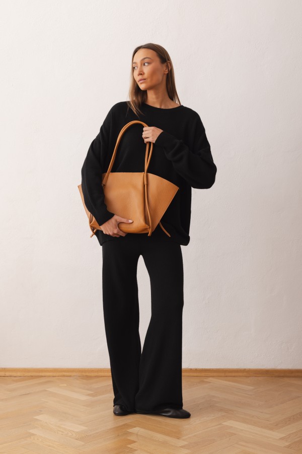 Leather Shopper Bag Camel