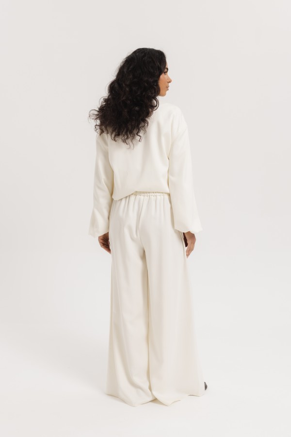 Roxane Wide-Leg Trousers Ecru