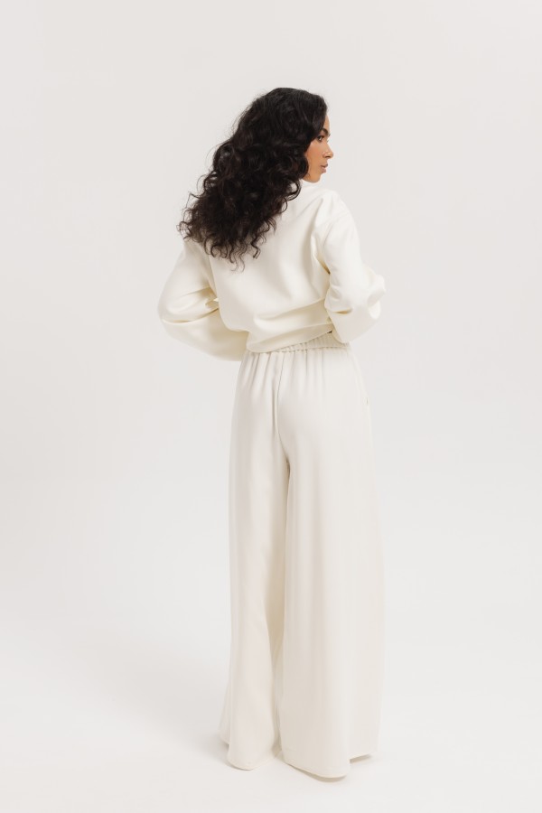 Roxane Wide-Leg Trousers Ecru