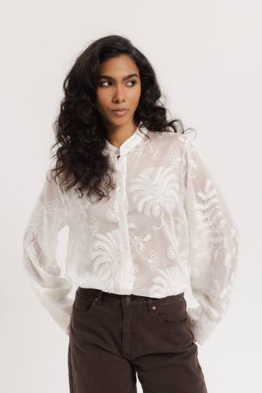 Blanka Koszula Z Haftami Ecru