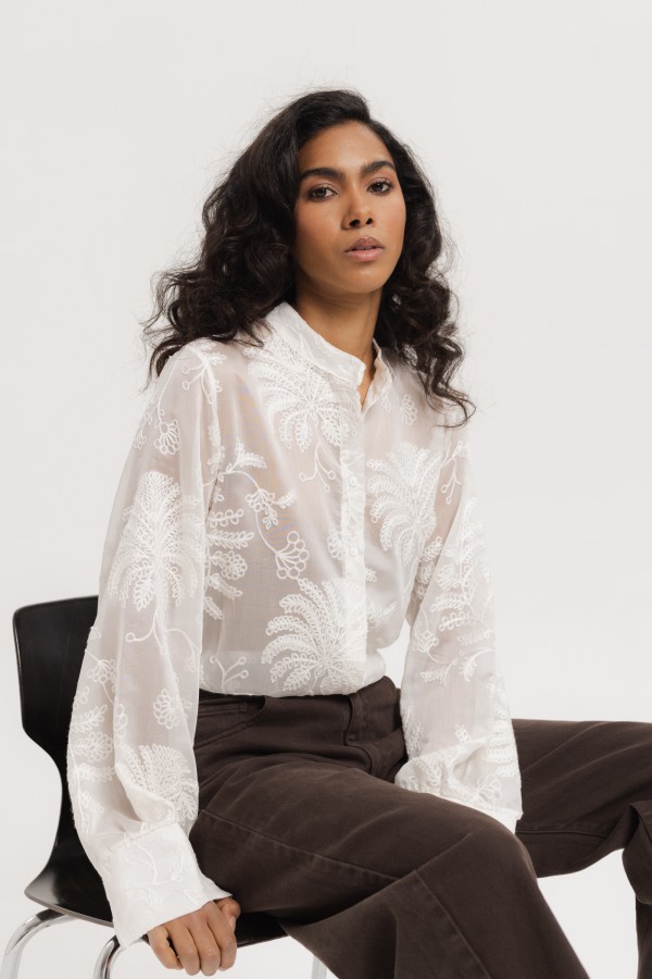 Blanka Koszula Z Haftami Ecru