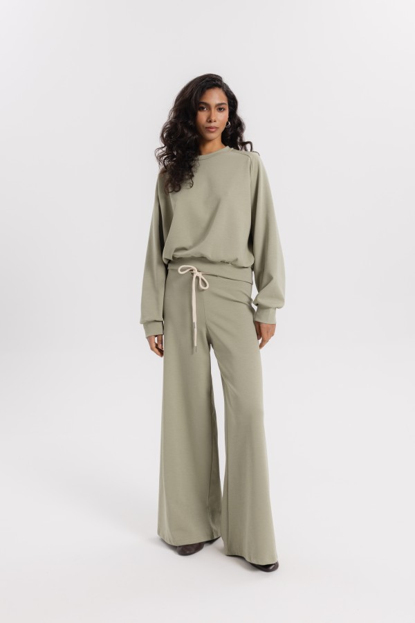 Lynn Wide Leg Trousers Olive
