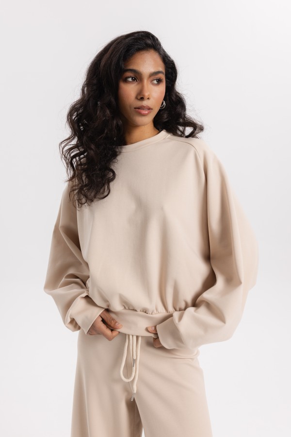 Lynn Wide Leg Trousers Beige