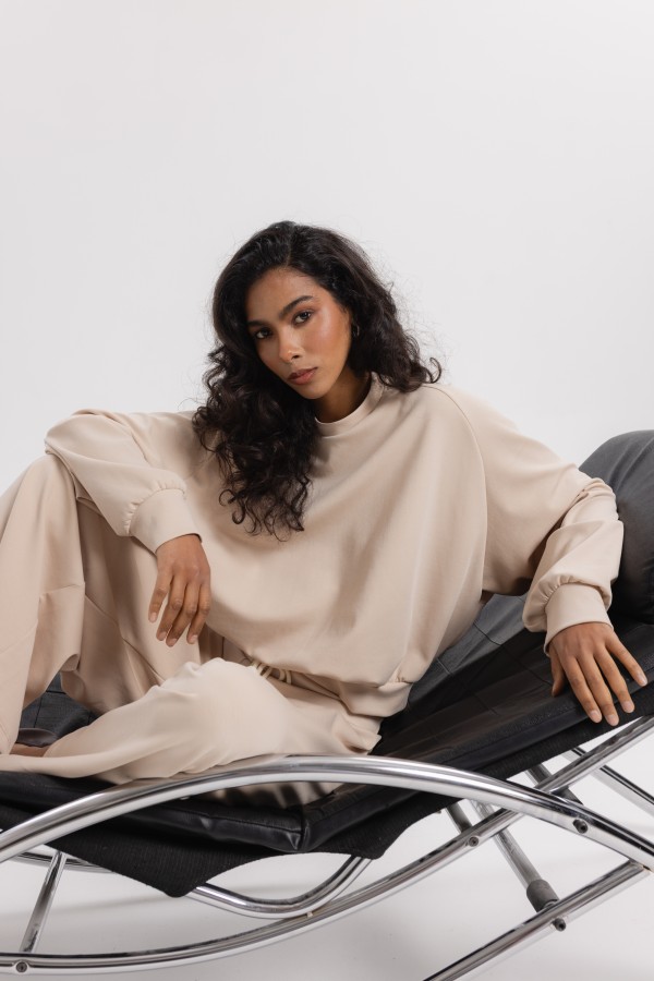 Lynn Wide Leg Trousers Beige