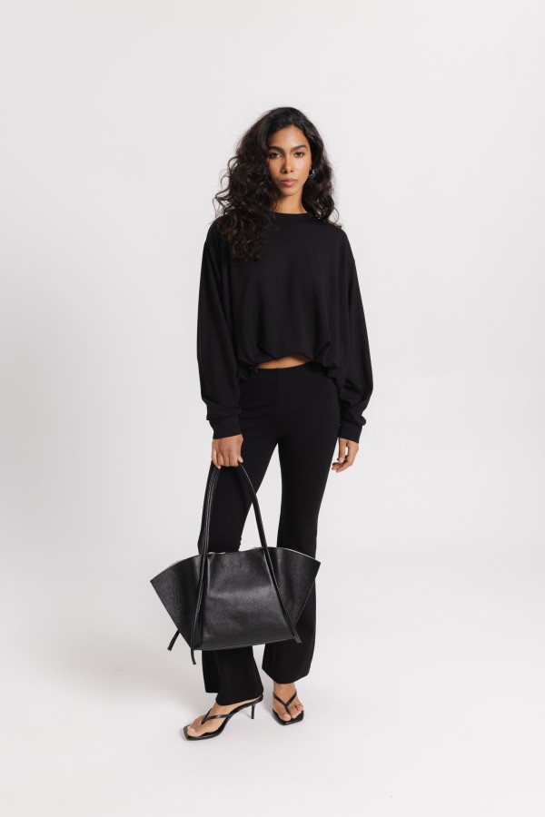 Black Leather Shopper Bag