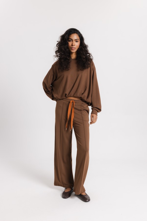 Pollie Brown Trousers with Tie