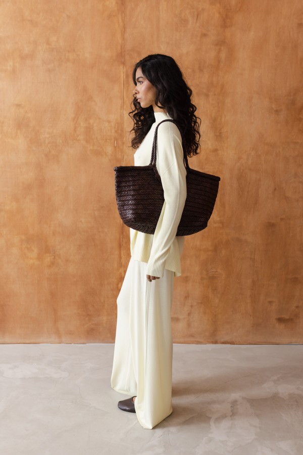 Brown Woven Leather Shopper Bag