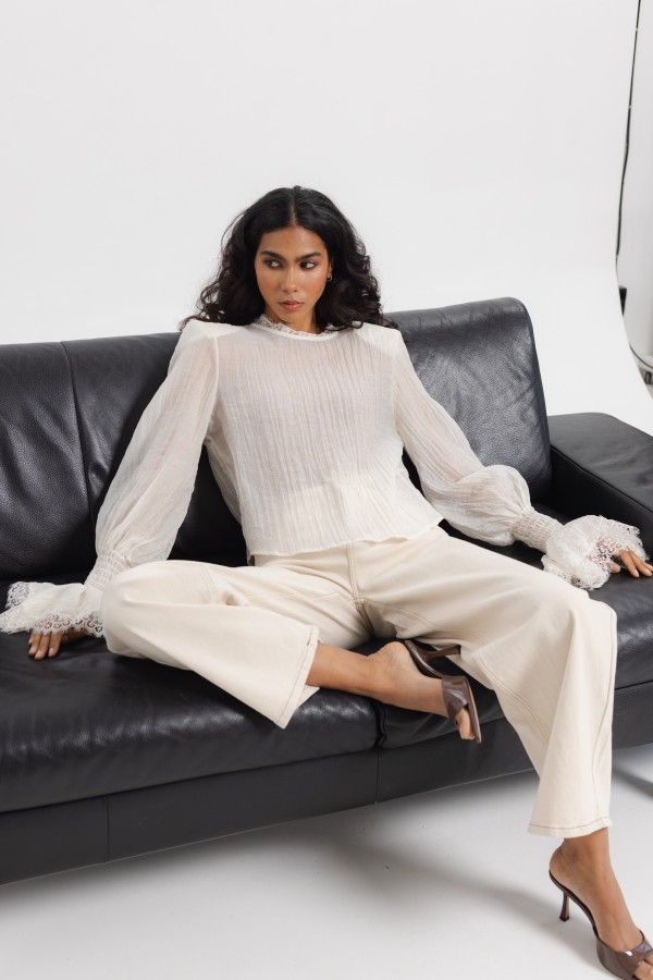 Mandy Lace Blouse Ecru