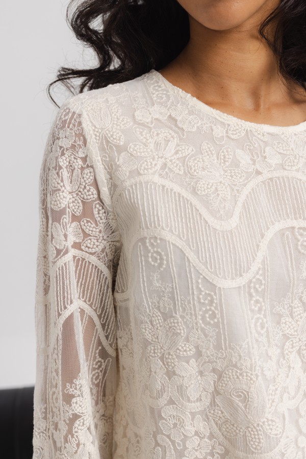 Helena Embroidered Blouse Cream