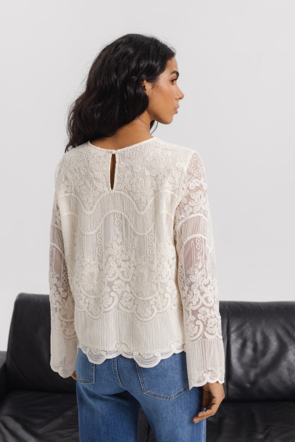 Helena Bluzka Haftowana Cream