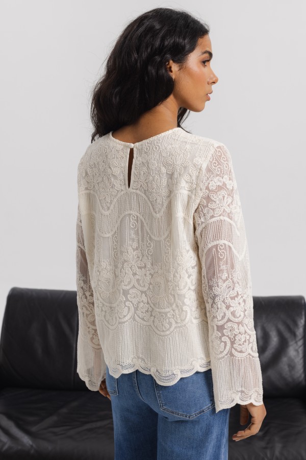 Helena Bluzka Haftowana Cream