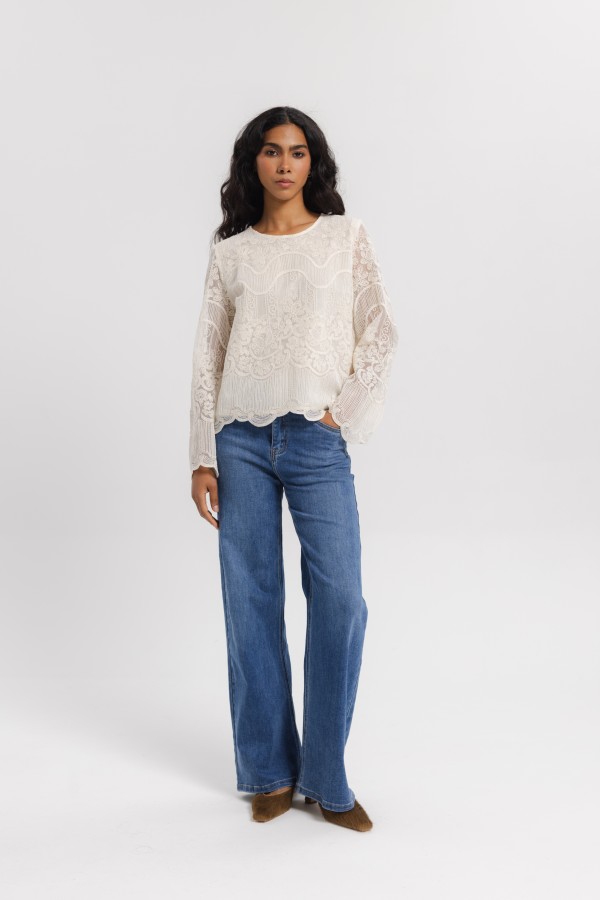 Helena Embroidered Blouse Cream