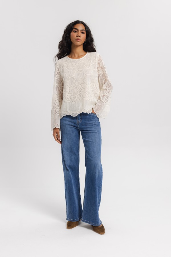 Helena Embroidered Blouse Cream